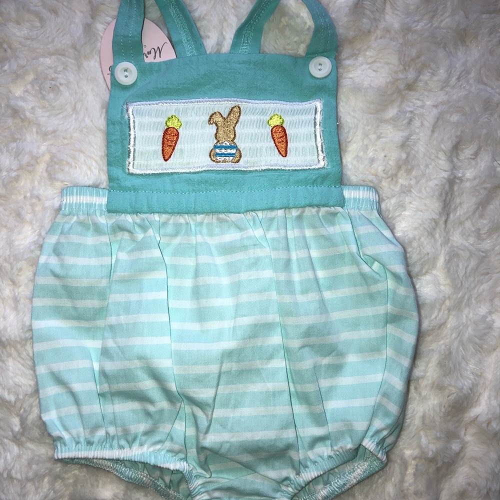 Green and White Jumpsuit with Striped Bloomer Design